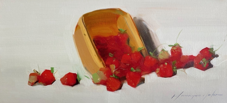 Strawberries, Original oil Painting, Handmade artwork, One of a Kind                   